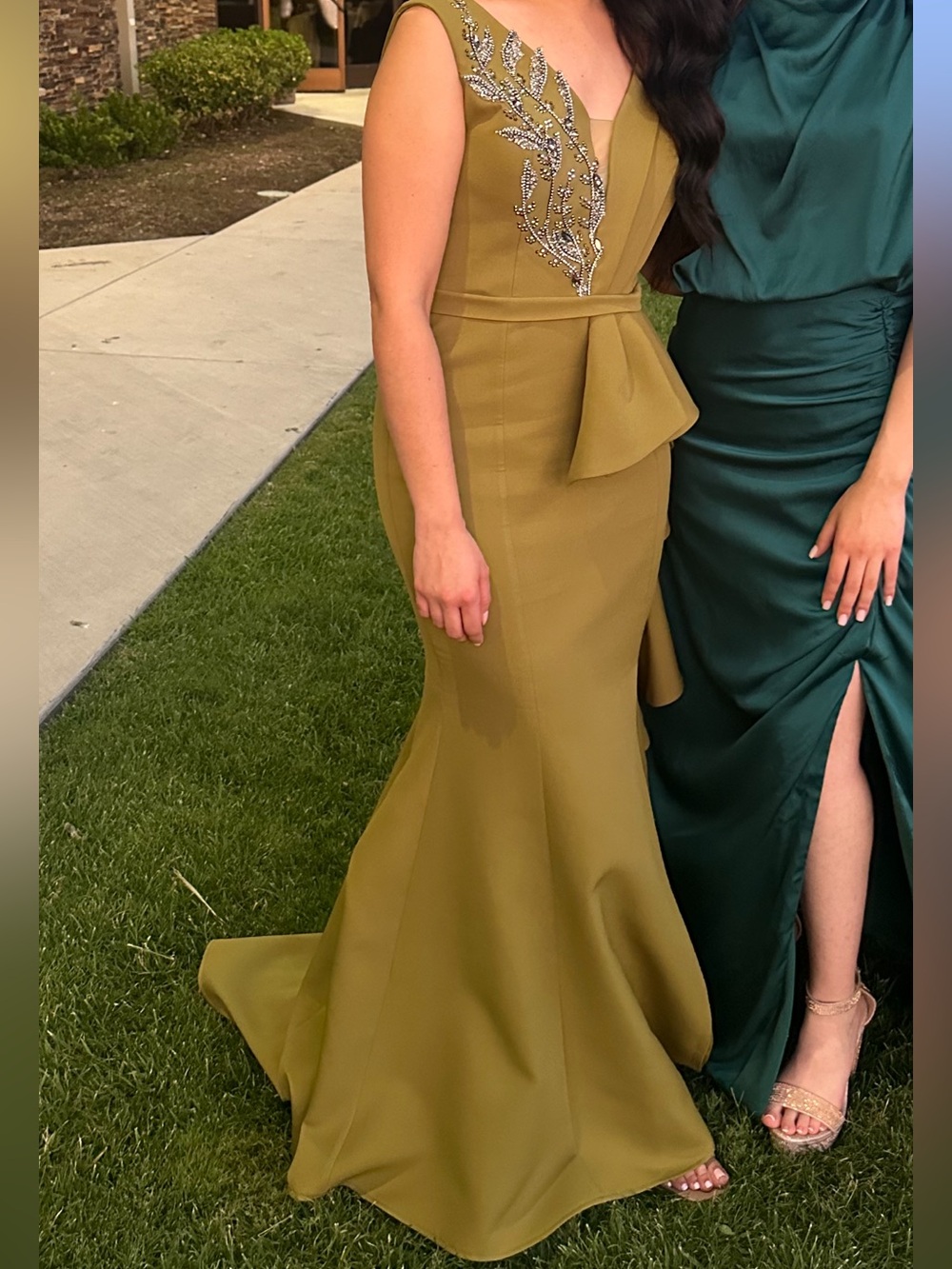 Green evening gown